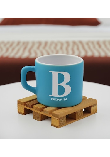 Bk Gift Kişiye Özel İsimli Turkuaz Renkli Middle Çay & Kahve Fincanı-3, Arkadaşa Hediye, Sevgiliye Hediye, Doğum Günü Hediyesi Kobitmeyencom32519 Bk G