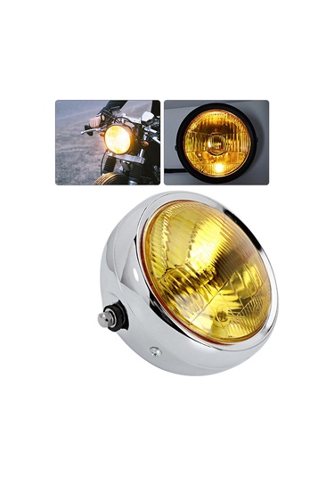 Reedark Cg125/gn125 Motosiklet Retro Ön Farı - Sarı Cam, Alaşımlı Kasa, Aydınlatma Verimliliği Artırır, Hava/toz/şok Dayanıklı