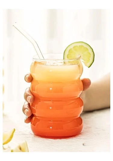 350 Ml Borosilikat Cam Bardak Cam Pipetli, Isıya Dayanıklı Şık Tasarım, Çay Ve Kahve İçin Uygun Cam - Şeffaf