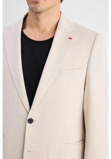 Twn Slim Fit Bej Armürlü Kumaş Ceket 6ec04bb01474m