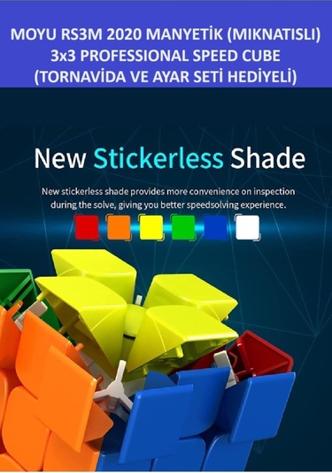 3x3 Mıknatıslı Manyetik Zeka Küpü - Moyu Rs3m Profesyonel Speed Cube - 3x3 Zeka Sabır Küpü -