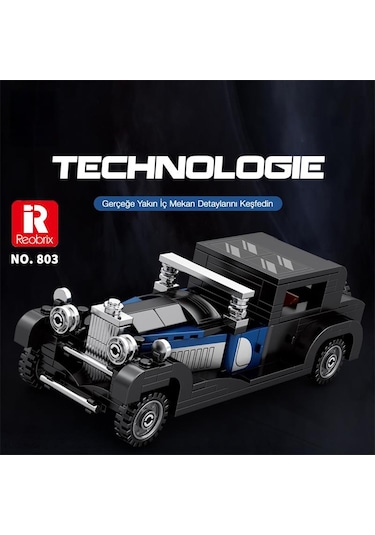 Reobrix Creator 814 Bugatti Type 41 Royale Klasik Araba Yaratıcı Yapı Blok Seti Building Blocks - 249 Parça