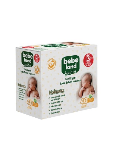 Bebeland Yenidoğan Islak Bebek Havlusu 3'Lü Avantaj Paketi 120'Li