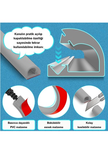 Greentech Esnek Kablo Kanalı Gri / Gt-kk02