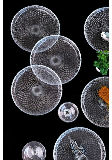 Tabak Evi Aden Cam Pasta Tabağı 19cm Sade 6 Lı 2339 Şeffaf