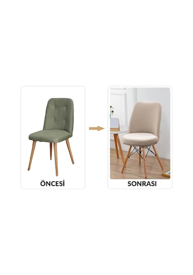 Yıkanabilir Streç Lastikli Likralı Oval Sandalye Kılıfı - Yuvarlak Sandalye Örtüsü Vizon -rengi Açık Kahve