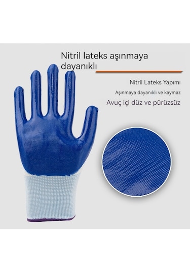 İş Sigortası Eldivenleri Aşınmaya Ve Kire Dayanıklı Siyah 1 Paket 12 Çift