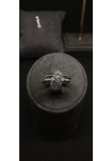 Kombin Yüzüklü Tektaş Gümüş Takı Seti 925 Ayar, Şık Ve Zarif Kadın Aksesuarı Gümüş