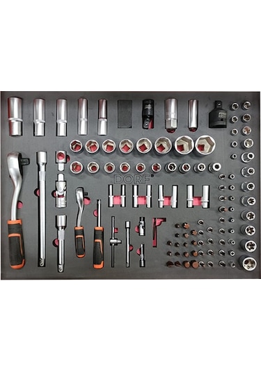 Dorf 110 Parça Evalı Lokma Cırcır Kolu Takım Arabası İçeriği 55,5 X 41 Cm