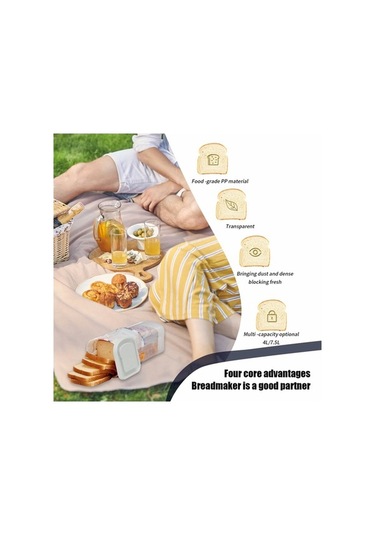 Pazly Kapaklı Hava Geçirmez Ekmek Saklama Kasesi Şeffaf Plastik Mutfak Ekmek Kutusu Bpa İçermez, Fda Yok Beyaz Beyaz