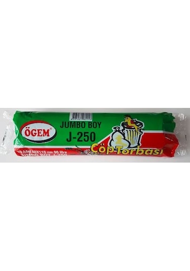 Ögem J-250 Jumbo Boy Çöp Torbası 5 Adet Siyah 80 x 110 CM