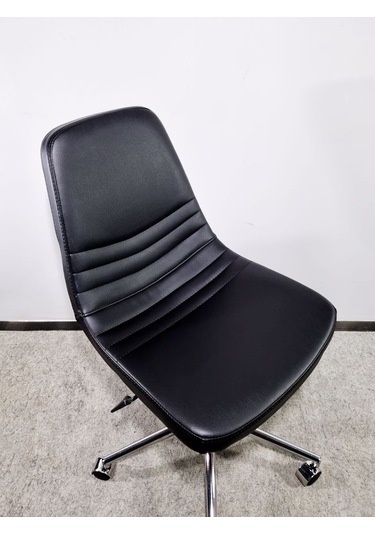 Bintaşmobilya Siyah Deri Rahat Ofis Toplantı Sandalyesi