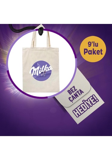 Milkaseverler Çikolata Paketi Milka Bez Çanta Hediyeli