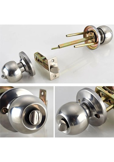 Alüminyum Alaşım Yuvarlak Kapı Kolları Rotasyon Kilit Knobset Kolu Metal Kapı 451878 Diğer