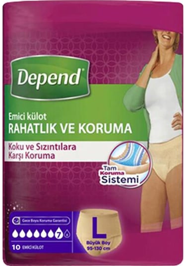 Depend Emici Külot Kadın Hasta Bezi L 3 x 10'lu