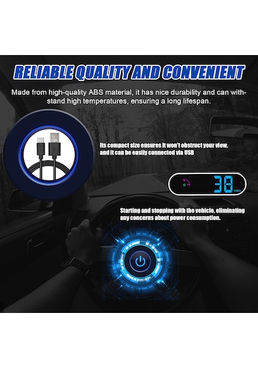 Araç Baş Üstü Ekran Gps Dijital Hız Göstergesi Renkli Led Ekran Saat Ve Pusula Fonksiyonu Aşırı Hız Alarmı İçin Araç Kamyon Suv Karavan