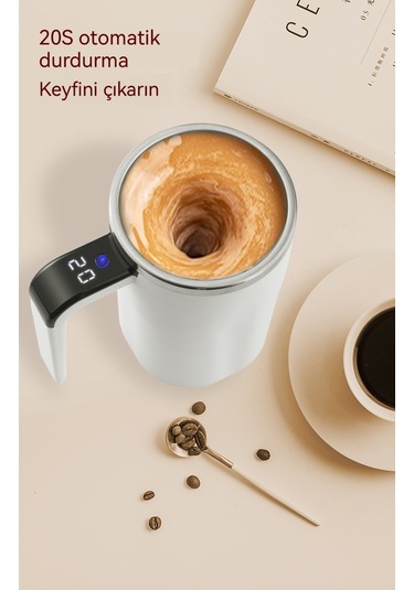 Lyon Otomotiv Karıştırma Kabı Usb Şarj Edilebilme Tembel Kahve Fincanıkupası Beyaz