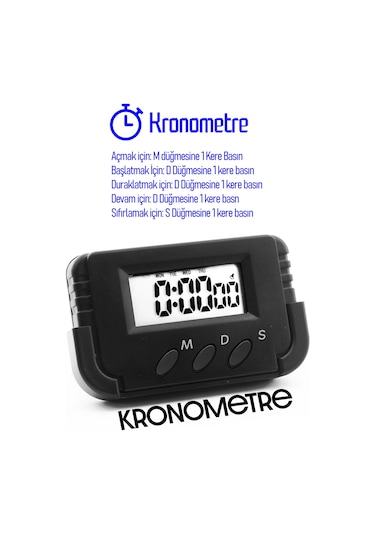 Pomodoro Öğrenci Saati Kronometreli Alarmlı Takvimli Dijital Ders Çalışma Saati Masa Oto Saati Siyah