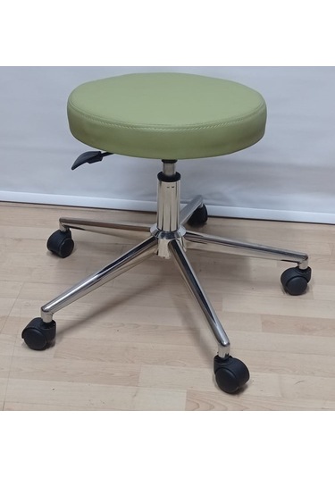Ofis Taburesi Elden Hidrolikli Açık Yeşil Suni Deri Metal Yıldız