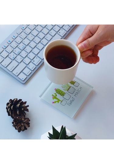 Decorita Cam Bardak Altlığı Perfect Match 4'lü Takım 10 x 10 CM Çok Renkli