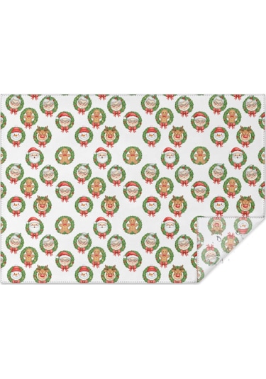 Noel Desenli Dikdörtgen Masa Örtüsü 60x84 İnç, Su Geçirmez Ve Leke Tutmaz Noel Karakter Gülü