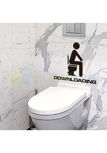 Yılmazetic Downloading Wc Klozet Yapıştırma Banyo Sticker 40 x 35 CM