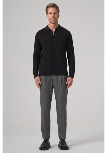 Erkek Siyah Trend Polo Yaka Gömlek Triko 26kc017005001 Siyah Siyah