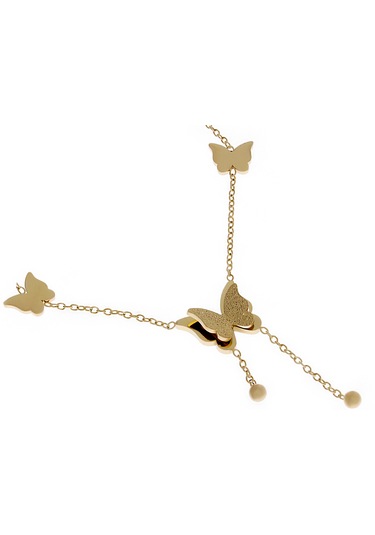 Kadın Kelebek Model Gold Renk Çelik Halhal