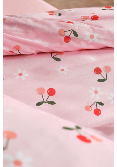 Ranforce Joyful Cherry Nevresim Takımı Tek Kişilik Pembe