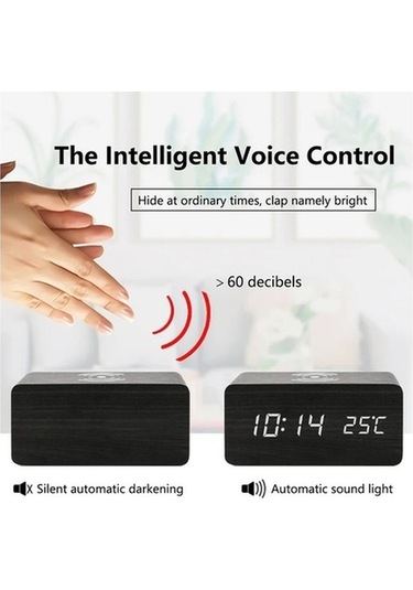 Trendooze Zaman, Ut Tarih, Şarjlı Saat, Kablosuz Dijital Çalar Ahşap Mu