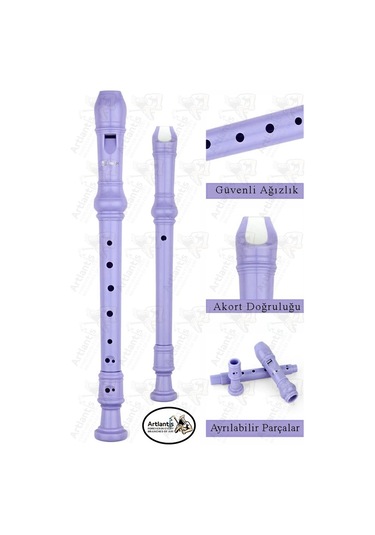 Flüt Blok 1 Adet Helvacıoğlu Renkli Blok Flüt Abs Plastik 3 Parça Kaliteli Net Ve Yüksek Ses Kalitesi Fülüt Mor