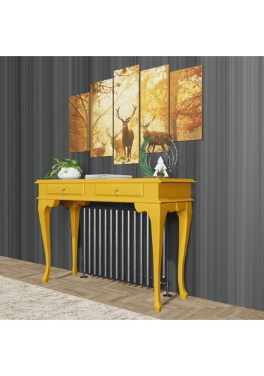 Roys Ahşap 100 Cm Hardal Çekmeceli Petek Üstü Yüksek Dresuar Ahşap