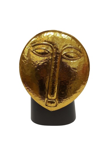 Biev Metal Vazo Yüz Kabartmalı 26x14x36 Cm