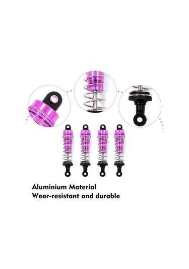 Suofeng 1/14 Wltoys 144001 İçin Metal Tekerlek Amortisörü - Mor Renk, 4 Adet, Alüminyum Alaşımlı 61-74cm