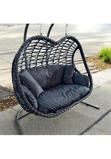 Pop Bahçe Ve Balkon Salıncağı Çift Kişilik Antrasit Antrasit