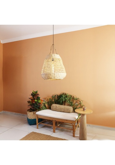 Yansı Doğal Rattan Lamba 51x51 Cm. Bej