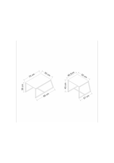Orta Sehpa Max Metal Ayak Antrasit 2'li