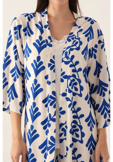 Arnetta 2924 3 Lü Sabahlıklı Kadın Şort Pijama Takımı Vanilya