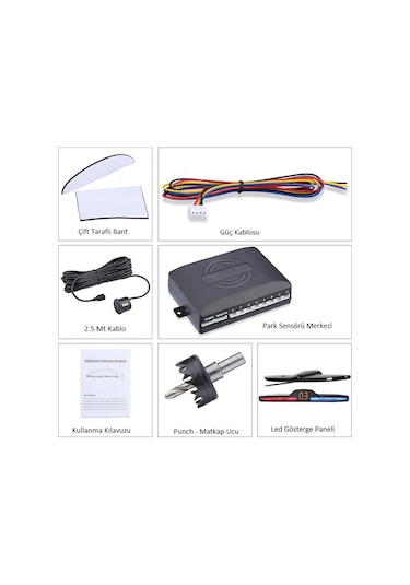 Techmaster Ps01 Renk Değiştiren Ekranlı Araç Park Sensörü Sesli Siyah 22 MM