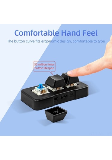 Novahub Mk321u 3 Tuşlu Mini Mekanik Klavye - Mavi Switch, Usb-c, Oyun Ve Ofis Kullanımı İçin Lazer Klavye Lazer