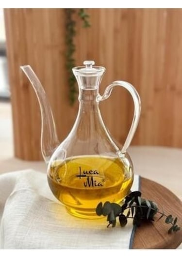 Morponi Bambu Standlı Borosilikat Cam Glorry Yağlık 2'li Set 700 Ml+700 Ml Şeffaf