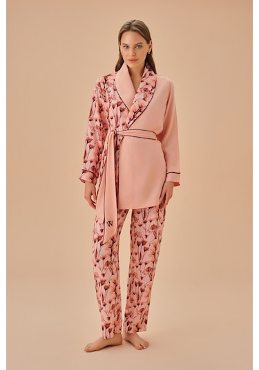 Suwen Lal Sabahlık Sh251236151021 Gül Desenli Çok Renkli