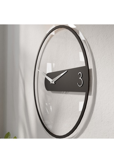 Dekoratif Şeffaf Pleksili Duvar Saati Şeffaf
