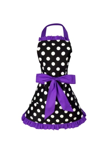 Dinosaurs Ayarlanabilir Önlük Ev Mutfak Yemek Pamuk Önlükleri Bowknot Mor Altın