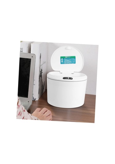 Qfdr Çöp Tenekesi Otomatik Çöp Kutusu Sensörlü Düzenleyici Araba Süt Beyazı