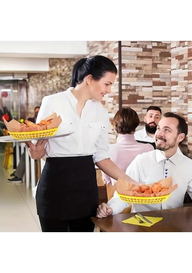 Chuangyinshop 5 Adet Sarı Yeniden Kullanılabilir Izgara Fast Food Servis Sepeti Sarı