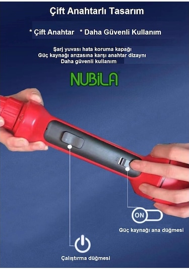 Nubila Led Işıklı Şarjlı Üvendire Uzun-98 Cm-7200 Volt