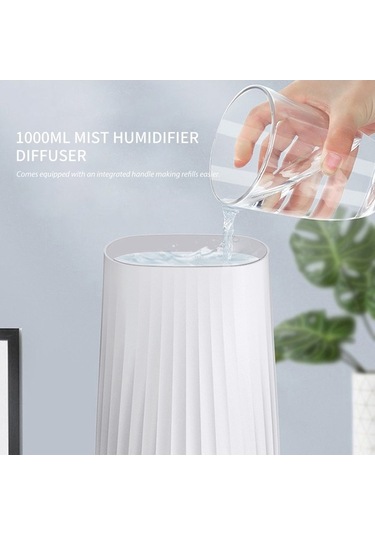 Novahub 1l Usb Beyaz 2 Püskürtmeli Sessiz Nemlendirici - Led Gece Lambası, Otomatik Kapanma