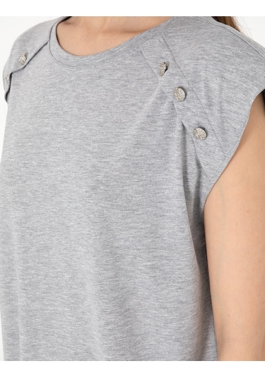Pierre Cardin Kadın Gri Melanj Tişört 50301482-vr086 Gri Melanj