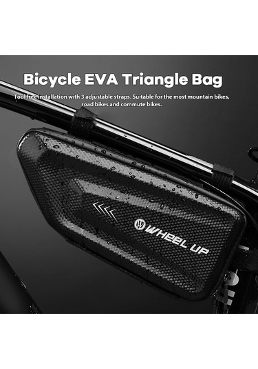 Jeemson Bisiklet Trianguları Çerçeve Çantası - Su Geçirmez Eva+pu Malzeme, Aydınlatmalı, 3 Ayarlanabilir Kayışlı, Dağ Yolu Bisikletleri İçin Siyah